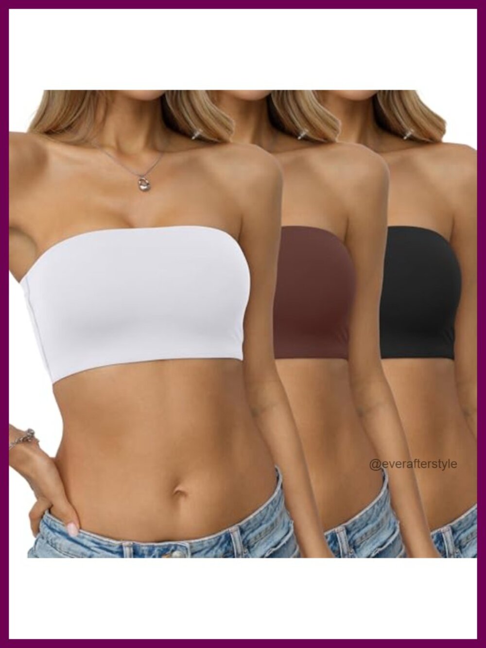 Double Lined Tube Top Pack Non-Padded Strapless Bandeau Bra Sleeveless Crop